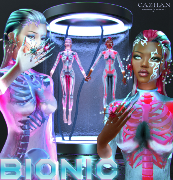 Alpha [BIONIC SET] clothing hair accessories makeup by by simsfinds - The Sims 4 Custom Content