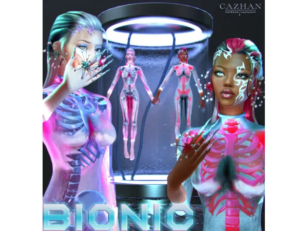 Alpha [BIONIC SET] clothing hair accessories makeup by - The Sims 4 Custom Content
