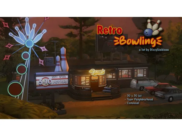 Maxis Match Retro Bowling a bowling bardiner by DizzyScabiosa - The Sims 4 Custom Content