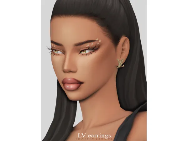 Maxis Match LV style earrings by thatsims4hore - The Sims 4 Custom Content