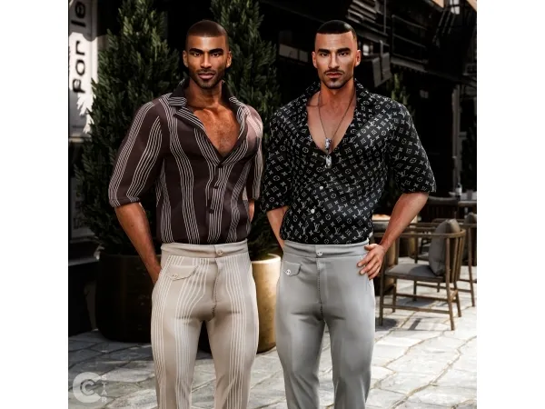 Alpha Male Short Sleeve Open Collar Shirt cool_conent_star - The Sims 4 Custom Content