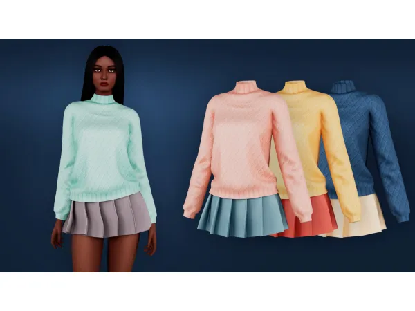 Alpha Warm Sweater Skirt by MysteriousOo - The Sims 4 Custom Content