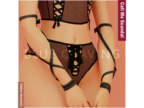 Mix Blue Craving Ribbon Bracelets - The Sims 4 Custom Content