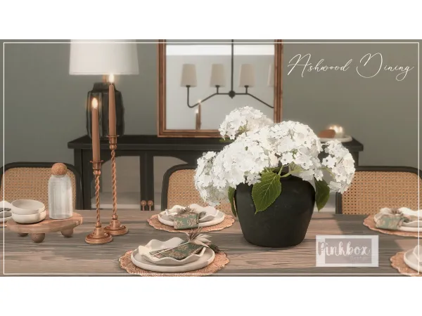 Alpha Ashwood Dining by Pinkbox AnYe - The Sims 4 Custom Content