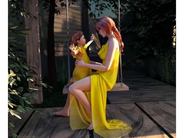 Mix On the swing 2 Poses Swing obj for Blender by SONECHKO - The Sims 4 Custom Content