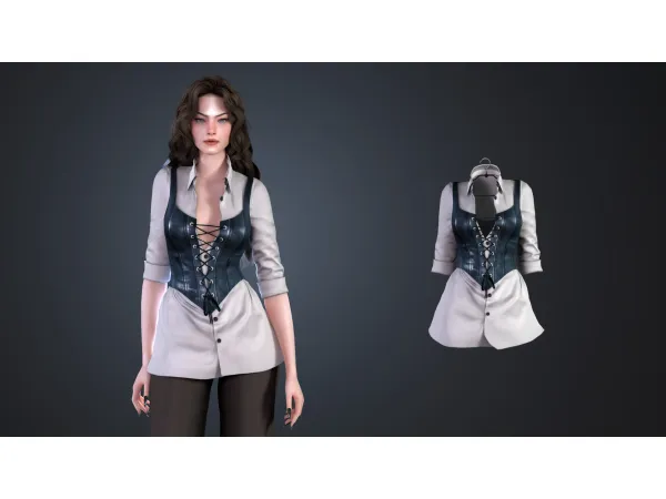 Alpha Shirt with Corset by astya96 - The Sims 4 Custom Content