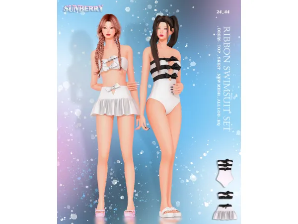Alpha [SUNBERRY]Ribbon Swimsuit SET - The Sims 4 Custom Content