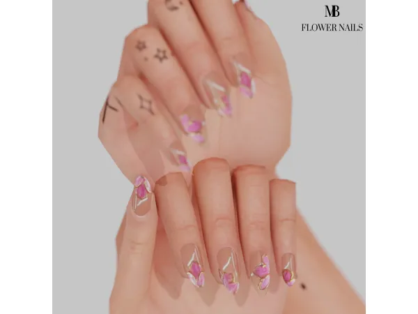 Alpha FLOWER NAILS by Mably Store - The Sims 4 Custom Content