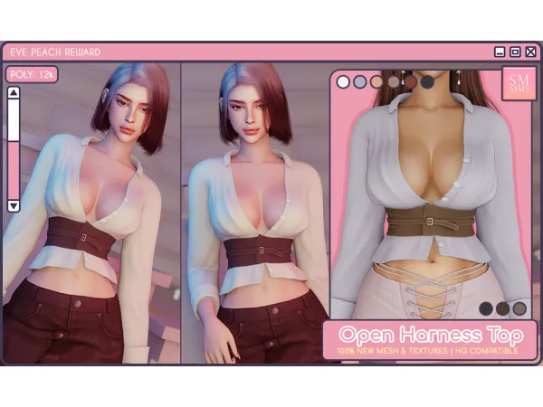 Alpha PEACH Open Harness Top - The Sims 4 Custom Content