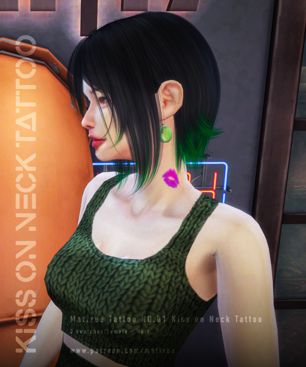Mix [Matizee] Tattoo NO01 Kiss on Neck by simsfinds - The Sims 4 Custom Content