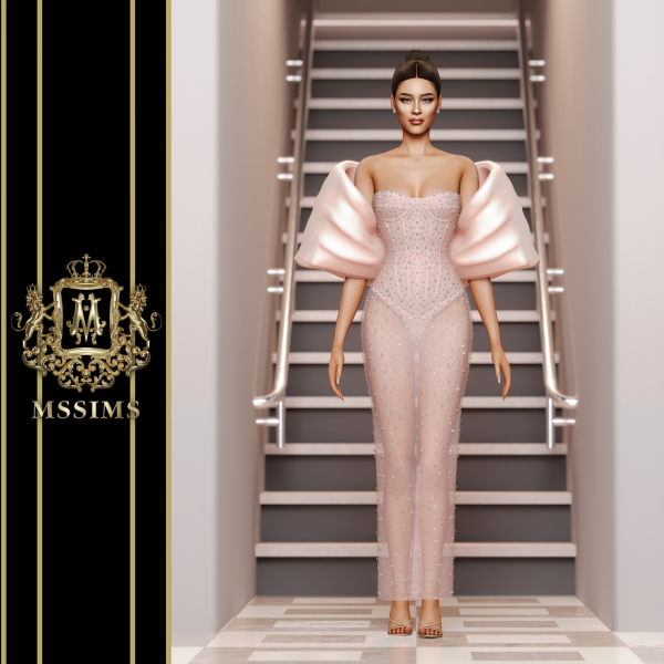 Alpha KYLIE DRESS DRESS ACC by simsfinds - The Sims 4 Custom Content