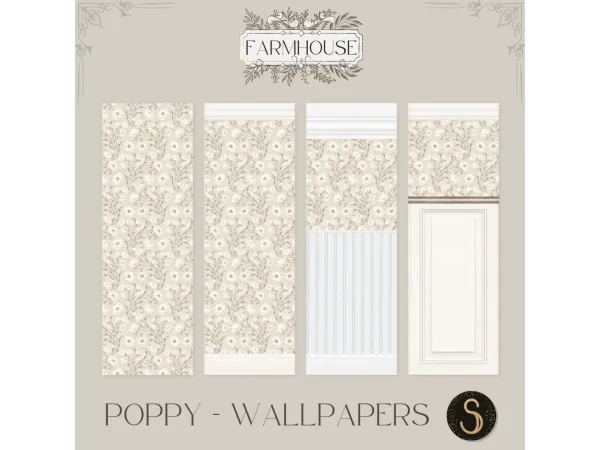 Alpha Farmhouse 2024 Poppy Wallpapers by Sims4Luxury - The Sims 4 Custom Content
