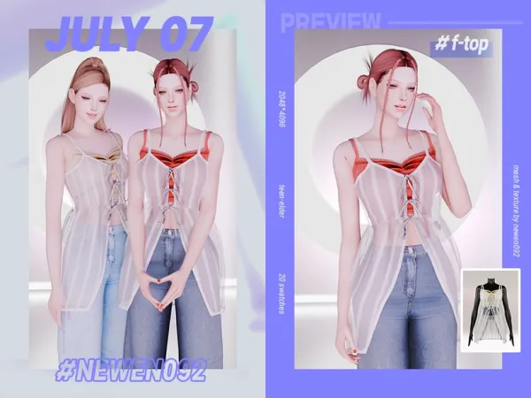 Alpha Layered Mesh CamiTop by simsfinds - The Sims 4 Custom Content