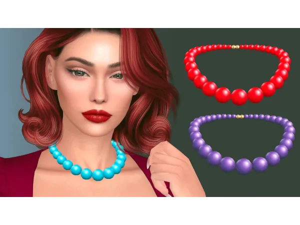 Alpha Large Beads Necklace by NataliS - The Sims 4 Custom Content