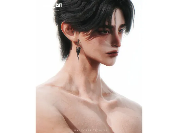 Alpha [Maoni_cat] Earrings No4 Meteorite fragments - The Sims 4 Custom Content