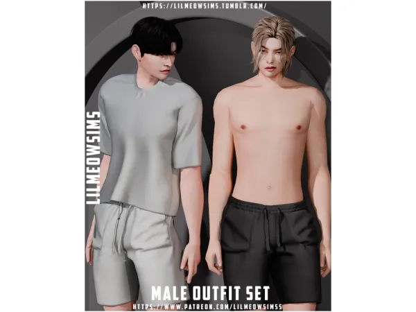 Mix Male Outfit Set Top by lilmeowsims - The Sims 4 Custom Content