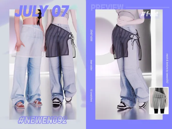 Alpha Mesh Side Slit Skirt by new_en092 - The Sims 4 Custom Content