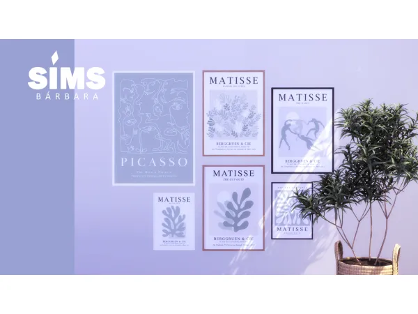 Mix Matisse Green Wall Art Prints by Bárbara Sims - The Sims 4 Custom Content