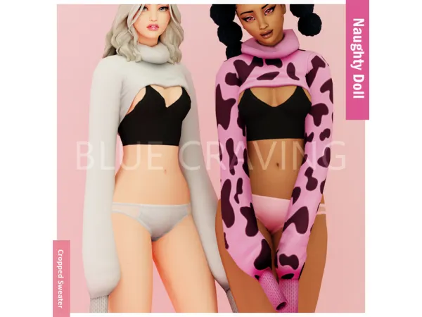 Mix Blue Craving Cropped Sweater - The Sims 4 Custom Content