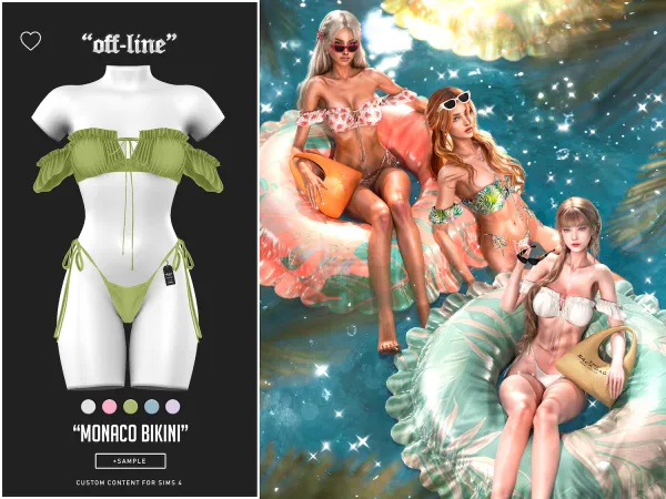 Alpha off line Monaco bikini (sample) - The Sims 4 Custom Content