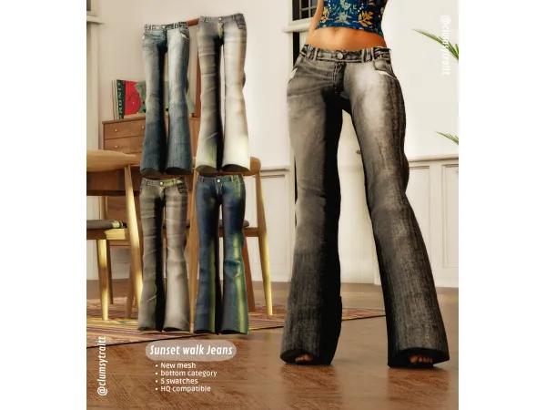 Alpha Sunset walk Jeans by Taüve - The Sims 4 Custom Content