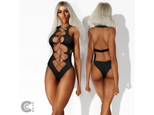 Alpha Bodysuits Lace up Swimsuit cool_content_star - The Sims 4 Custom Content