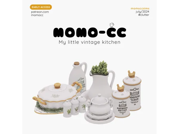 Maxis Match MOMOCC MY LITTLE VINTAGE KITCHEN by MOMO - The Sims 4 Custom Content