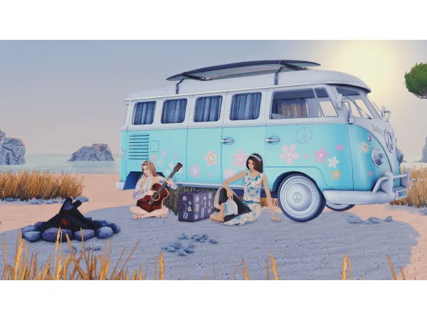 Mix Vintage Summer Vibes On the Road by Lapanemona - The Sims 4 Custom Content