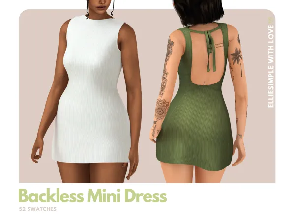 Mix elliesimple backless mini dress - The Sims 4 Custom Content