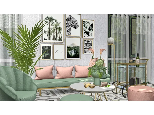 Alpha Apia Living Room by Soloriya - The Sims 4 Custom Content