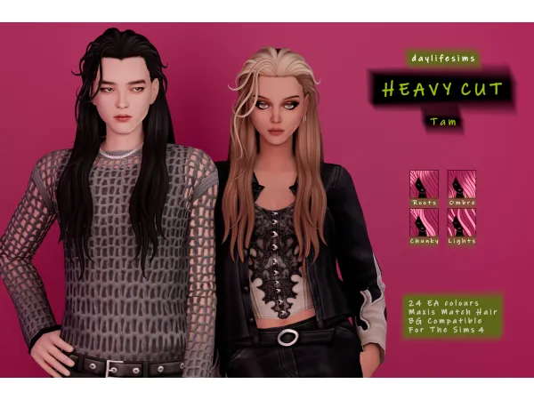 Maxis Match HEAVY CUT SET Tam by simsfinds - The Sims 4 Custom Content