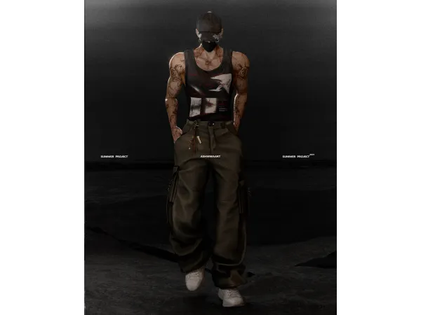 Alpha Male Summer Look by ASHwwa - The Sims 4 Custom Content