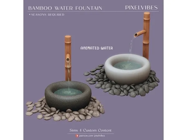 Alpha Bamboo Water Fountain - The Sims 4 Custom Content