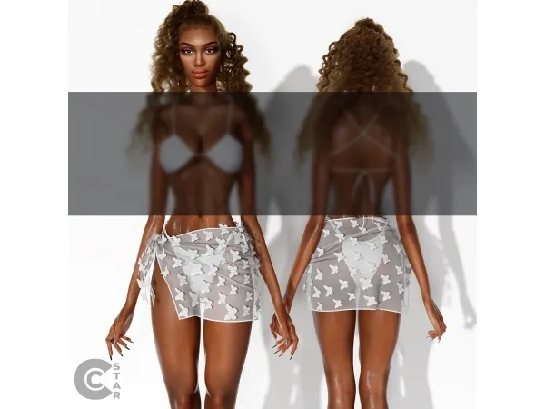 Alpha ikini Swimsuit Butterfly Applique Beach Skirt cool_content_star - The Sims 4 Custom Content