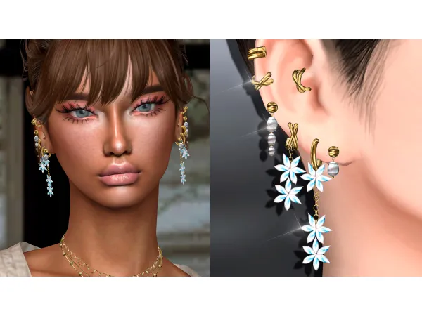 Alpha 7 Piece Elegant Gold Earring by Mydarling20 - The Sims 4 Custom Content
