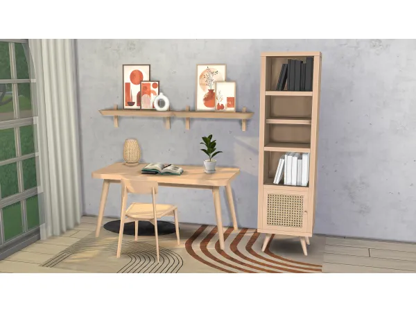 Maxis Match Boho Study Set by Comiko - The Sims 4 Custom Content