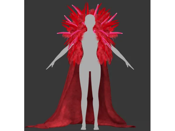 Alpha [Cape with feathers] FBXOBJ files by cazhan - The Sims 4 Custom Content