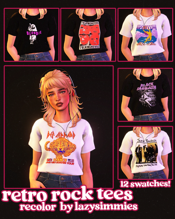 Maxis Match retro rock tees recolor by simsfinds - The Sims 4 Custom Content