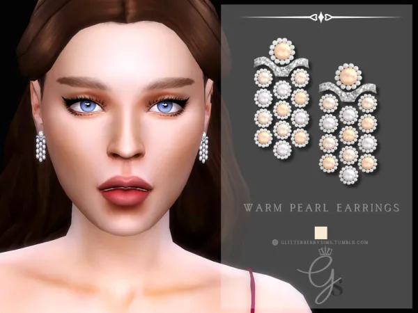Mix Warm Pearl Earrings by Glitterberry Sims - The Sims 4 Custom Content