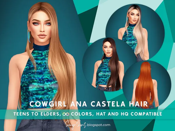 Alpha SONYASIMS COWGIRL ANA CASTELA HAIR (VERSION B) - The Sims 4 Custom Content