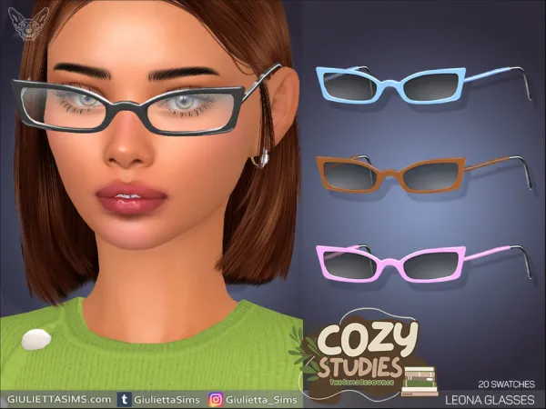 Mix Cozy Studies Leona Glasses by giuliettasims - The Sims 4 Custom Content