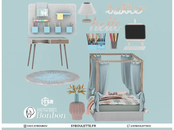 Maxis Match BONBON BEDROOM SIMS 4 by Syboubou - The Sims 4 Custom Content