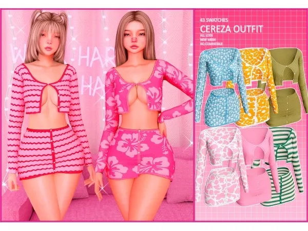 Alpha Cereza mini outfit - The Sims 4 Custom Content