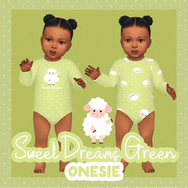 Maxis Match Sweet Dreams Onesie Green Infant by simsfinds - The Sims 4 Custom Content