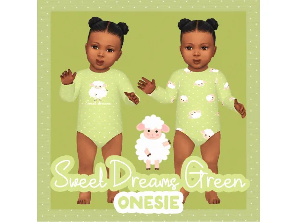 Maxis Match Sweet Dreams Onesie Green Infant by acsimscc - The Sims 4 Custom Content