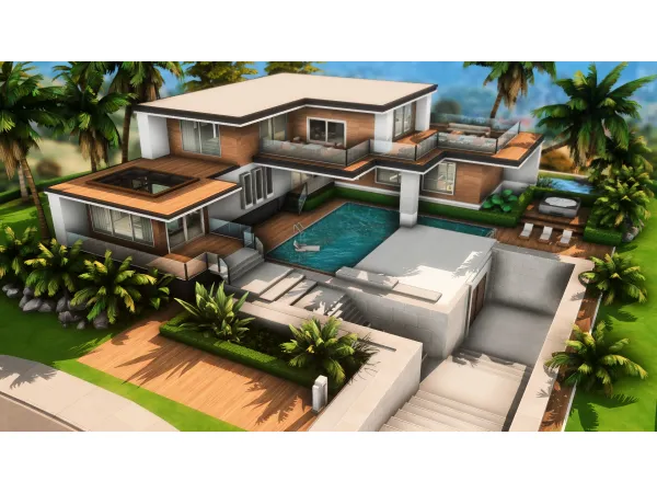 Maxis Match Modern Mansion by PlumbobKingdom - The Sims 4 Custom Content