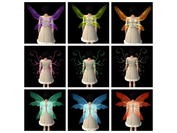 Sims 2 Mix  CC: Recolors @freezerbunny-sims2 3t2 fairy wings in eversims colors