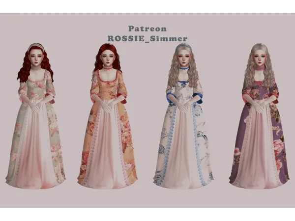 Maxis Match Sifix Maria Dress kids conversion N recolour by ROSSIE_Simmer - The Sims 4 Custom Content