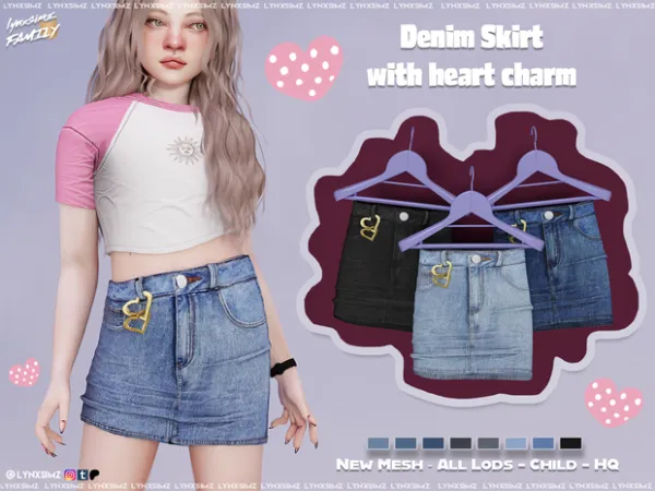 Alpha Denim Skirt with Charm Child by lynxsimzfamily - The Sims 4 Custom Content