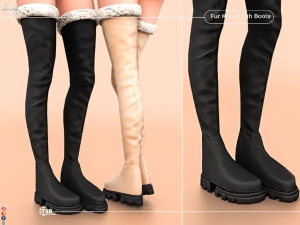 Maxis Match Fur Knee High Boots S386 by mermaladesims - The Sims 4 Custom Content